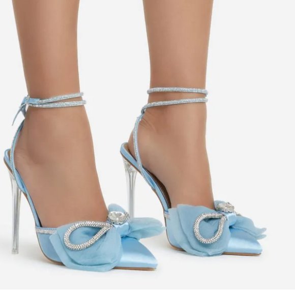 Size 6 EGO blue rhinestone heels - Picture 1 of 5